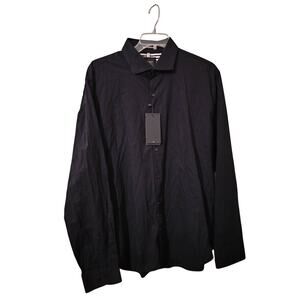 M1277)Cactus Man by Ricky Singh Black Button Up Long Sleeve 8-Stretch Shirt XXL